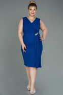 Midi Sax Blue Oversized Evening Dress ABK1752