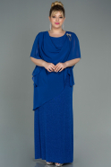 Long Sax Blue Plus Size Evening Dress ABU3124