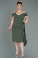 Midi Olive Drab Plus Size Evening Dress ABK1751