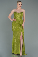 Long Pistachio Green Scaly Evening Dress ABU3134