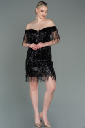 Short Black Scaly Invitation Dress ABK1756