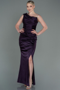 Long Dark Purple Satin Prom Gown ABU3138