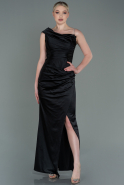 Long Black Satin Prom Gown ABU3138