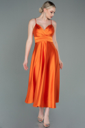 Orange Midi Satin Evening Dress ABK1585