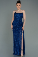 Long Sax Blue Scaly Evening Dress ABU3134