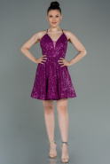 Short Fuchsia Scaly Invitation Dress ABK1759