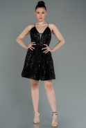 Short Black Scaly Invitation Dress ABK1759