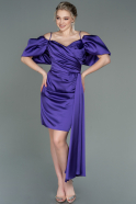 Short Purple Satin Invitation Dress ABK1773