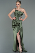 Olive Drab Long Satin Engagement Dress ABU3088