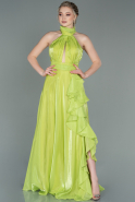 Long Pistachio Green Chiffon Prom Gown ABU2960