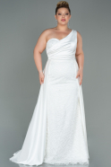 Long White Plus Size Evening Dress ABU3171