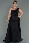 Long Black Plus Size Evening Dress ABU3171
