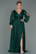 Long Emerald Green Plus Size Evening Dress ABU3154