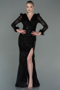 Long Black Scaly Mermaid Prom Dress ABU3177
