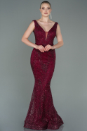 Long Burgundy Mermaid Prom Dress ABU3178