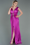 Long Fuchsia Satin Evening Dress ABU3183