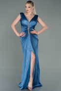 Long Indigo Satin Evening Dress ABU3183