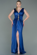 Long Sax Blue Satin Evening Dress ABU3183