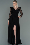 Long Black Chiffon Evening Dress ABU3185