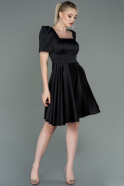 Short Black Satin Invitation Dress ABK1792