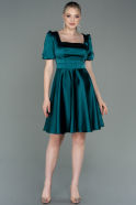 Short Emerald Green Satin Invitation Dress ABK1792