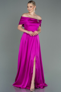 Long Fuchsia Satin Evening Dress ABU3197