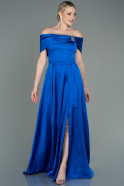 Long Sax Blue Satin Evening Dress ABU3197