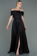 Long Black Satin Evening Dress ABU3197