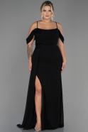 Black Long Chiffon Plus Size Evening Dress ABU2929
