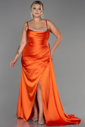 Orange Long Satin Plus Size Evening Dress ABU2970