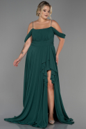 Long Emerald Green Chiffon Plus Size Evening Dress ABU3168