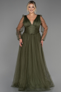 Long Olive Drab Plus Size Evening Dress ABU3209
