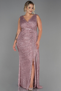 Long Powder Color Scaly Plus Size Evening Dress ABU3194