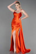 Orange Long Satin Evening Dress ABU2792