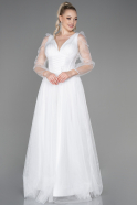 Long White Evening Dress ABU3207