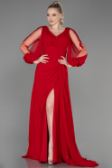 Long Red Chiffon Evening Dress ABU3220