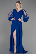 Long Sax Blue Chiffon Evening Dress ABU3220