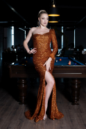Long Orange Scaly Mermaid Prom Dress ABU3229