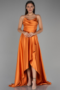 Robe de Soirée Longue Satin Orange ABU3242