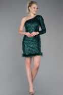 Short Emerald Green Scaly Invitation Dress ABK1811