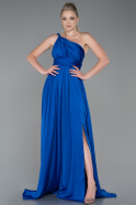 Long Sax Blue Chiffon Prom Gown ABU3204