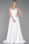 Long White Satin Evening Dress ABU2933