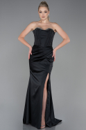 Long Black Satin Evening Dress ABU3248