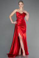 Long Red Satin Evening Dress ABU3447