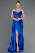 Long Sax Blue Satin Evening Dress ABU3447