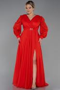 Long Pomegranate Flower Chiffon Plus Size Evening Dress ABU3254