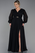 Long Black Chiffon Plus Size Evening Dress ABU3254