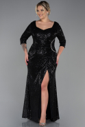 Long Black Scaly Plus Size Evening Dress ABU3258