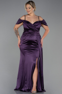 Dark Purple Long Satin Plus Size Evening Dress ABU2855