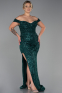 Long Emerald Green Scaly Plus Size Evening Dress ABU3203